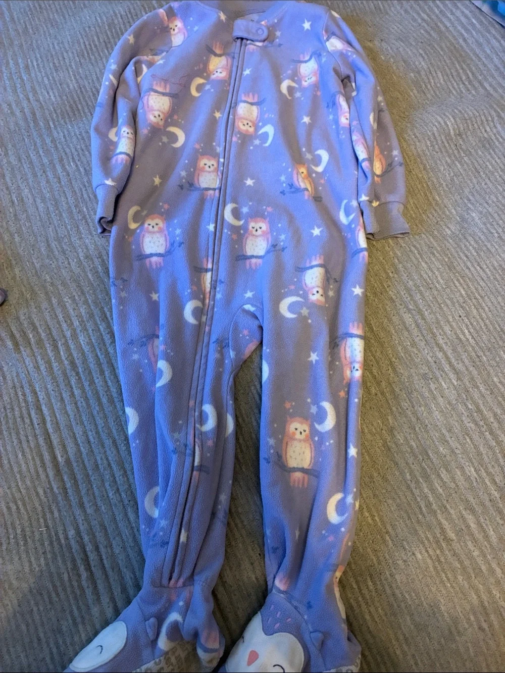4Carter's Purple, Green & Cream Footed One-Piece Sleepers - Unicorn Moon Prints